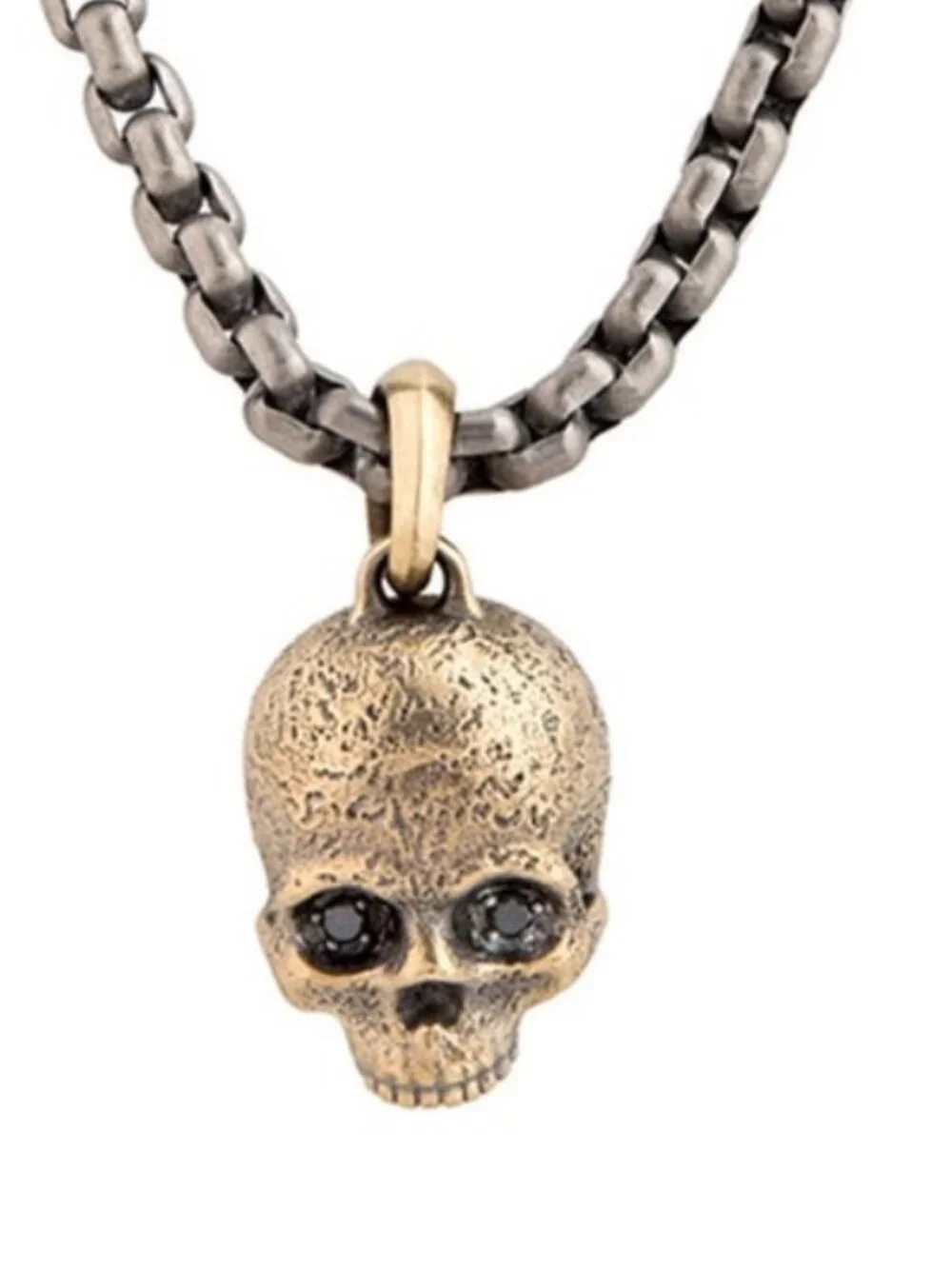 DAVID YURMAN 18K & STERLING DIAMOND MEMENTO MORI SKULL AMULET PENDANT NECKLACE